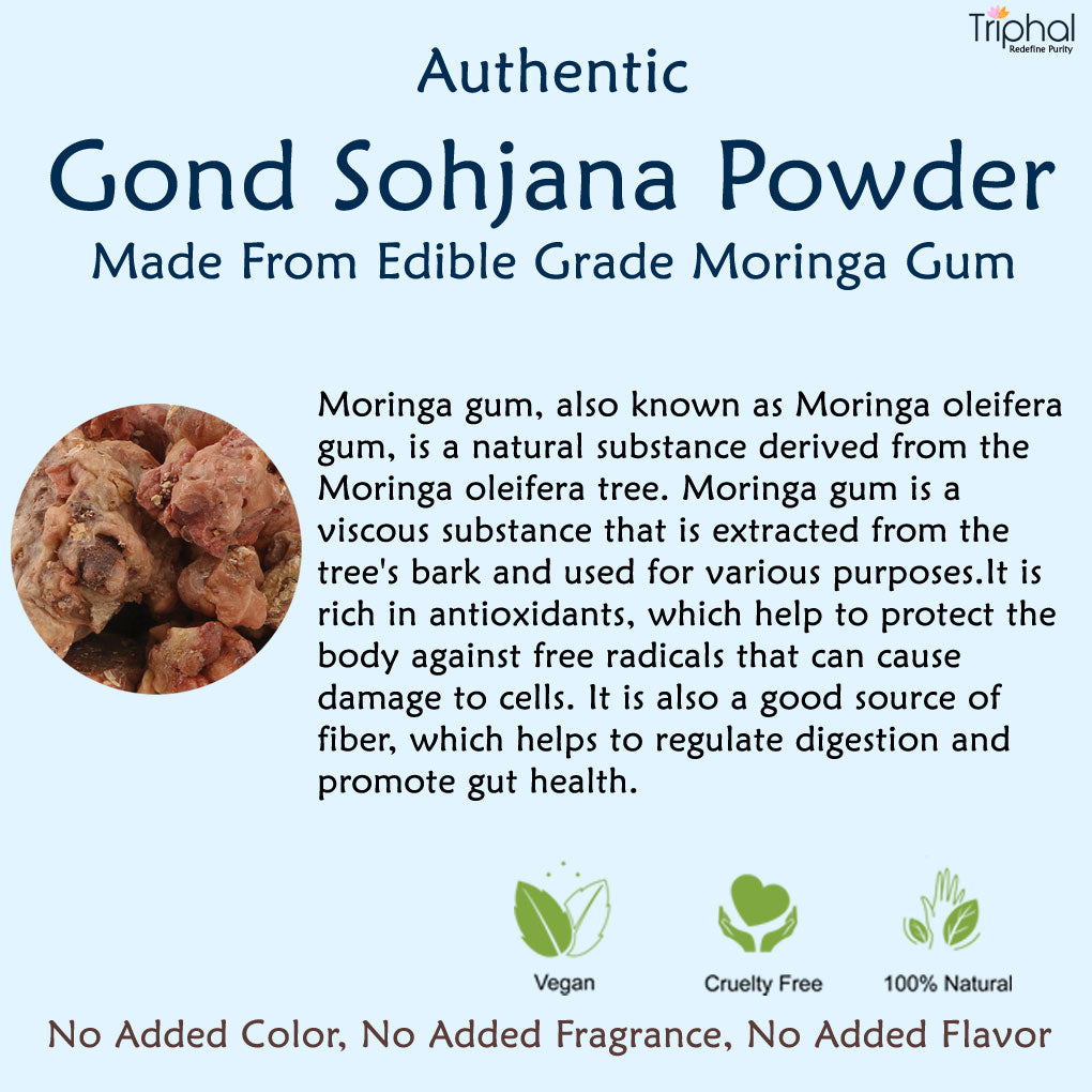 Triphal Moringa Gum Powder - Gond Sohjana Churn - Phool Supari
